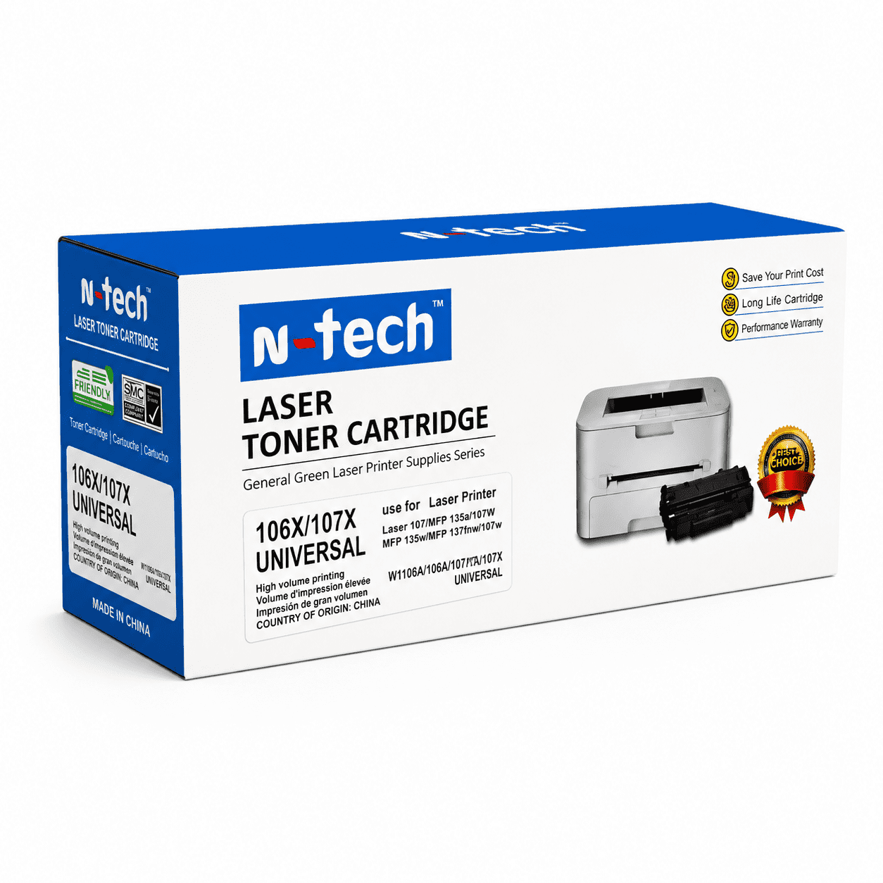 106X / 107X Universal N-Tech 106X / 107X Universal Black Laser Toner Cartridge - Image 1